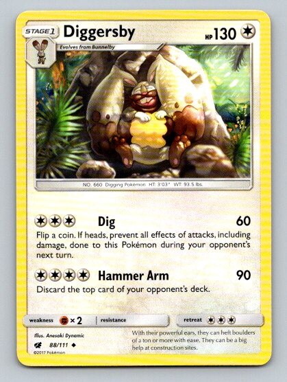 2017 Pokemon Card Crimson Invasion Diggersby 88/111