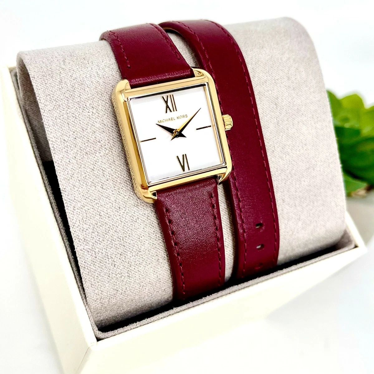 MICHAEL KORS Women s Lake Red Leather Watch MK2761 100 Guaranteed Authentic