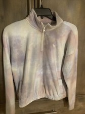ABERCROMBIE KIDS A F GIRLS PINK TIE DYE FLEECE 1/4 ZIP SWEATSHIRT SIZE 15/16