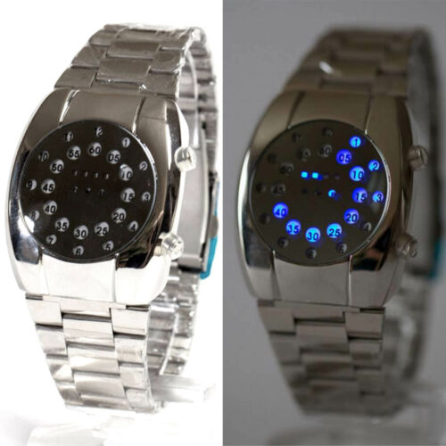 LED Reloj de Pulsera Hombre Acero Inoxidable Cromo Iluminada Cuarzo - Imagen 1 de 3