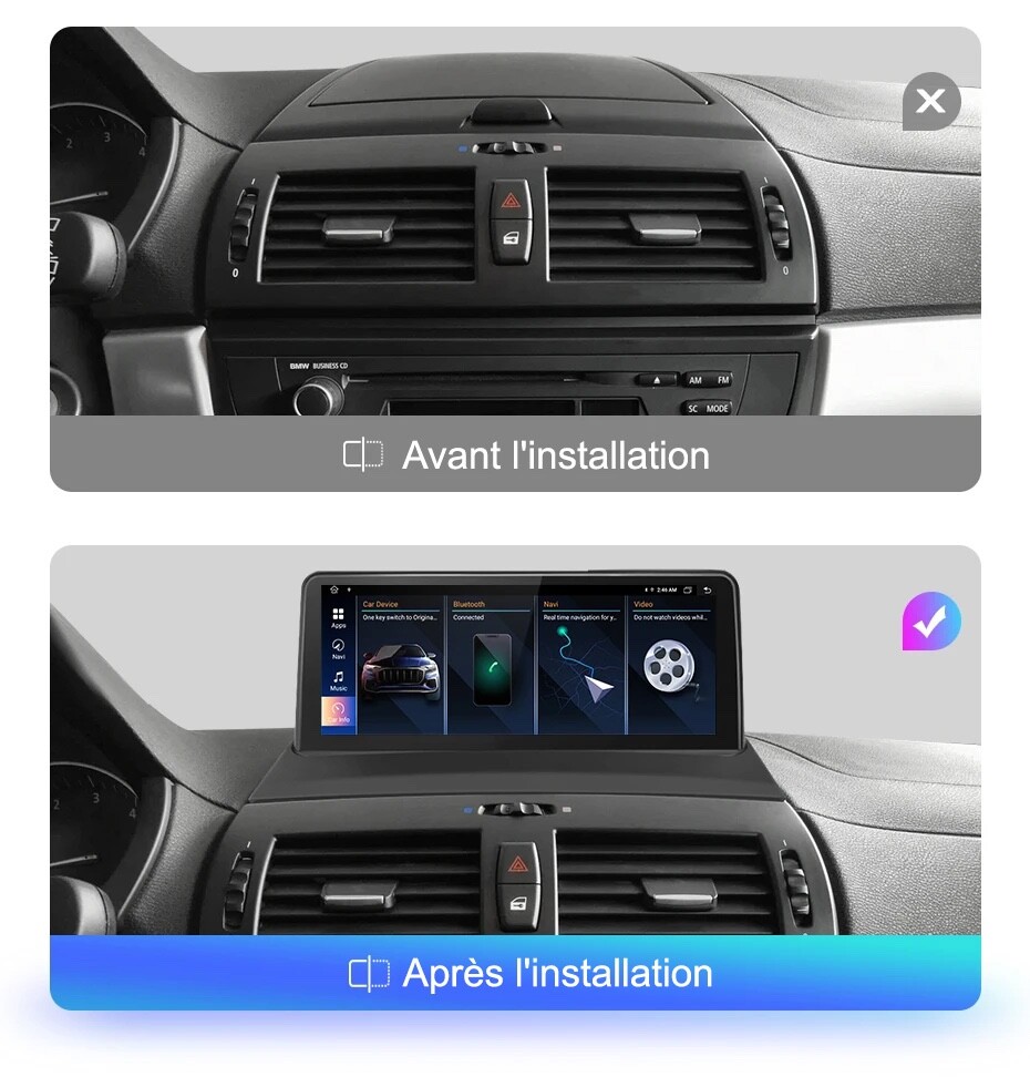 Écran GPS BMW X3 E83 sans écran d'origine : Ajoutez CarPlay et Android Auto pour moderniser le SUV