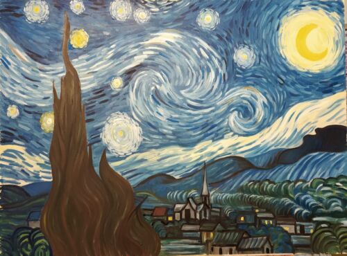 Fake author painting oil on canvas The Starry Night Vincent Van Gogh 60x80-
