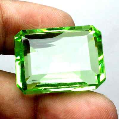 Emerald Cut 98-100 Ct Stunning Peridot Green Color EGL Certified Loose Gemstone
