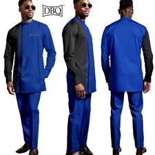 African Suits for Men Shirt Pants 2 Piece Set Nigerian Dashiki Clothes Wedding