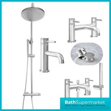 Modern Round Chrome Bathroom Taps Mono Bath Filler Shower - Solid Brass-Designer