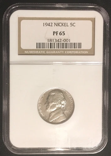 1942 Jefferson Nickel 5c Proof, NGC PF65