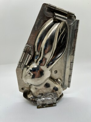 Antique H WALTER Berlin Germany Easter Bunny Chocolate Mold Hinged 7'' Tall 