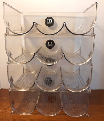 mDESIGN Stackable Plastic 3 Bottle Refrigerator Wine Rack Kitchen ...