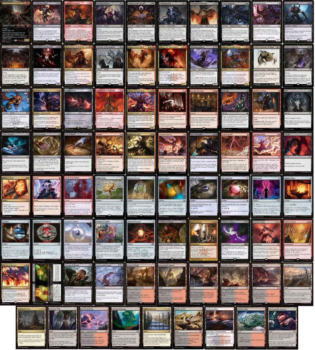 mtg demon commander deck list Elite Commander Demon Deck - Valgavoth - Rakdos - Very Strong - 100 Card