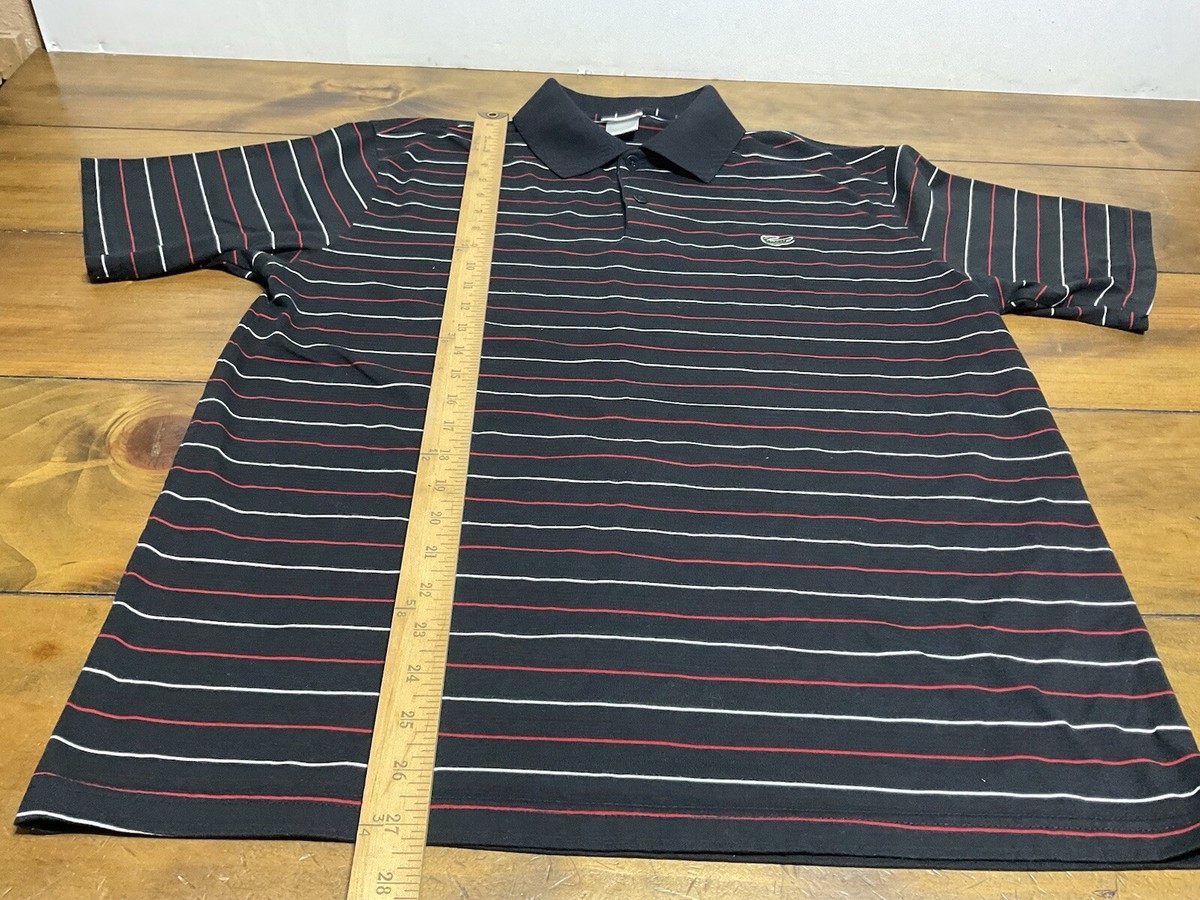 Lacoste Men's Short Sleeve Striped Polo Shirt - Black w/ White
