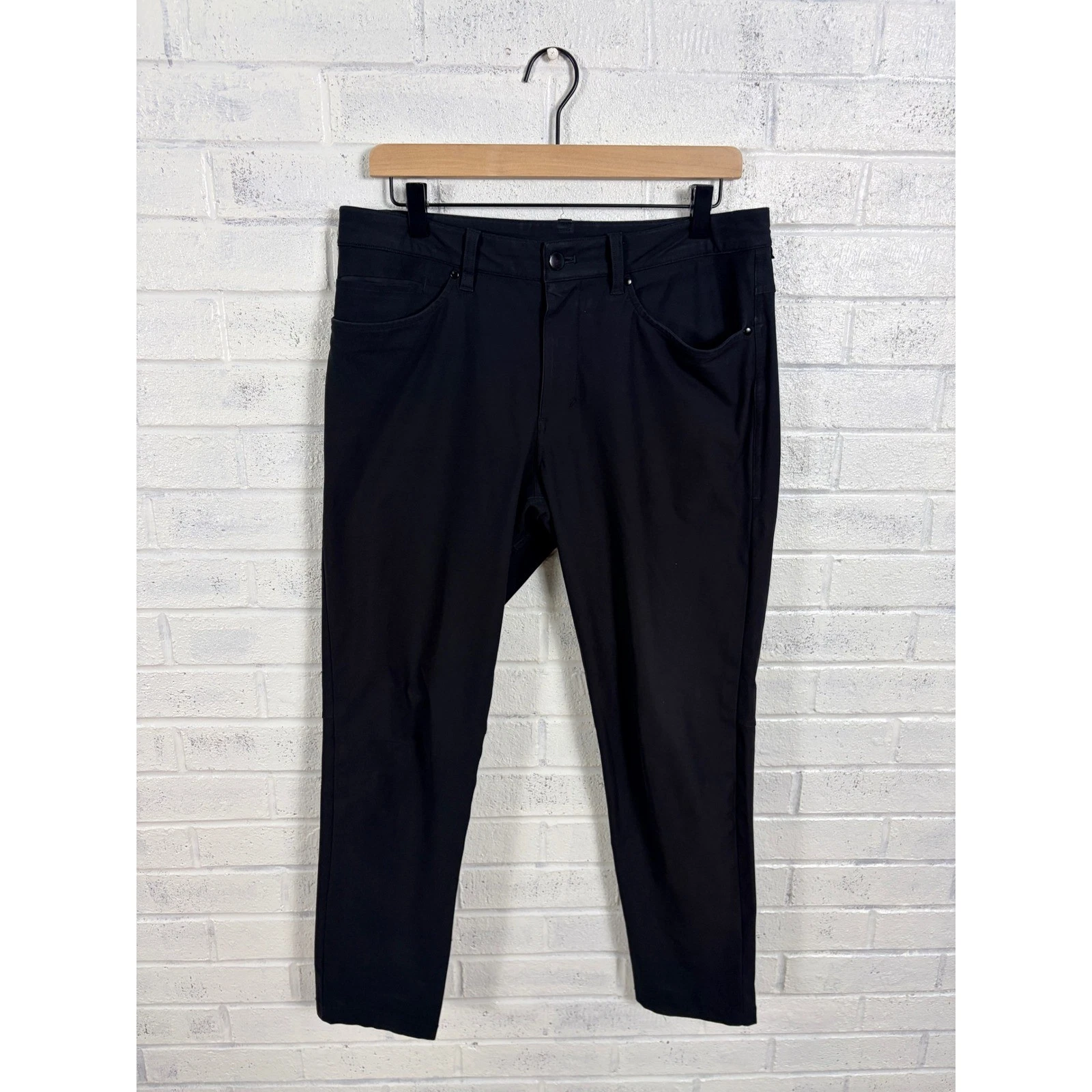 Lululemon ABC Slim Pants Mens 31 Black 5 Pocket Performance Trousers Warpstreme