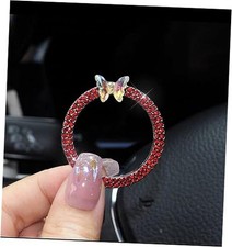 Car Bling Crystal Rhinestone Emblem Car Accessories - Car Push Red Butterfly