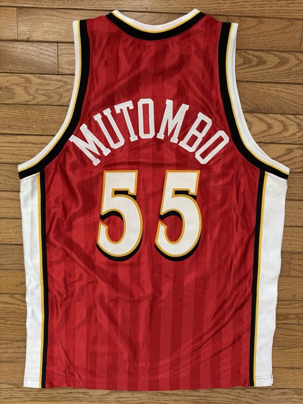 Champion Authentic Jersey Dikembe Mutombo Atlanta Hawks Men 44 New Tags Stitched