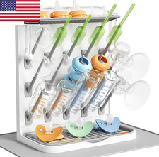 Large Baby Bottle Drying Rack with Drain Mat 15 Hooks, Newborn Essentials Must