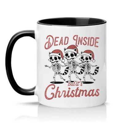 Dead Inside But Its Christmas Unisex 11 Unzen Keramiktasse Waschbär Skelett Geschenk