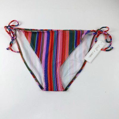 Salt + Cove Bikini Bottom Juniors Size Multicolor Stripe Side Tie Swim NWT