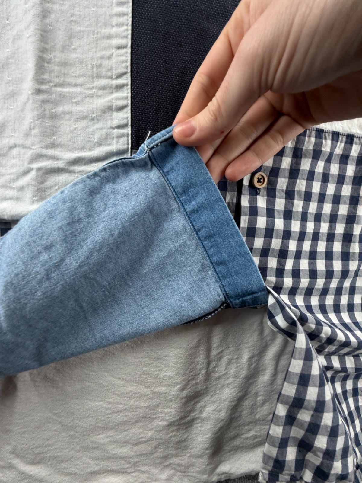 Desigual Colorblock Patchwork Blue White 2XL Cott… - image 11