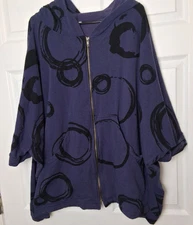 Made with Love Hoodie Poncho Womens Purple Pockets Hippie Grunge Artsy Boho