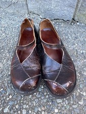 CYDWOQ Update Handmade Leather Mary Jane Flats Brown Size 38