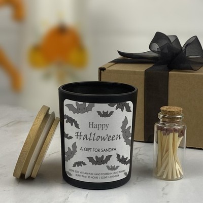 Personalisierte Halloween Kerze Duft Sojawachs Geschenk für Freund Geschenk Fledermäuse
