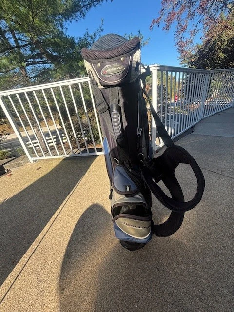 Bolsa de golf Adams Golf Tight Lies 7 vías con soporte gris y azul con correa de transporte Foto 2 de 4