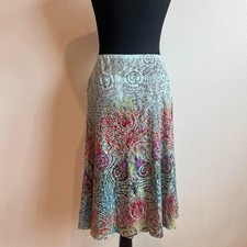 Vintage Flowy Midi Skirt Womens Size M Y2K Geometric Fairy Peacock