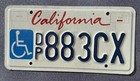 CA Disabled License Plate California Handicapped Wheelchair Lic DP 883CX — photo 1