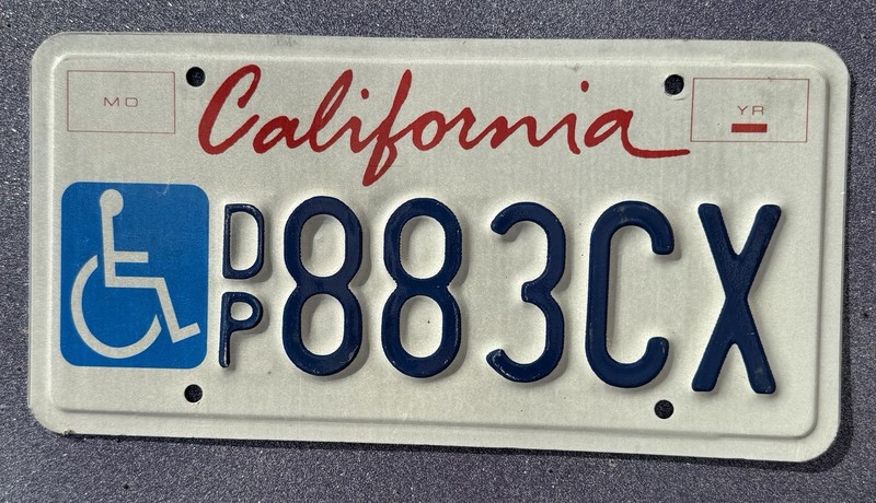 CA Disabled License Plate California Handicapped Wheelchair Lic DP 883CX