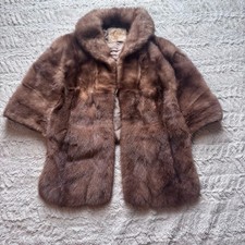 Vintage 50s/60s M.M. Morris Mink Fur Stole Capelet Wrap brown soft real Mink
