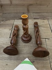 Rustic Wooden Candle Holders Set of 3 Decorative Home Decor Table Centrepiece