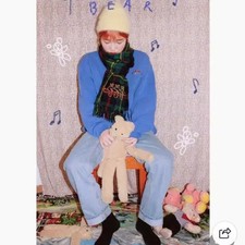 Checked Bear Embroidered Muffler - Cozy  Stylish Accessory