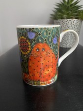 Helen Rhodes Fine Bone China Cat Mug by Queens Pottery, Made In England 9.5cm h