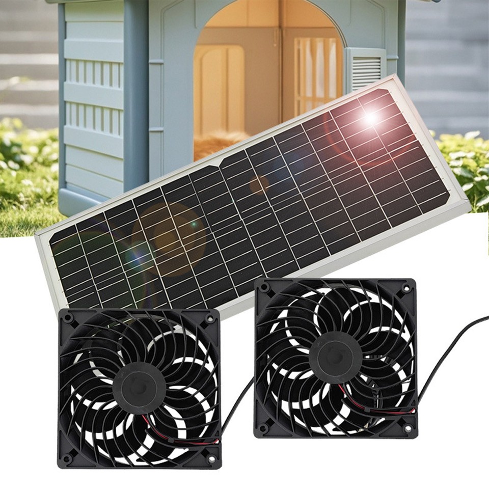 Solar 16w Solar Exhaust Fan Kit With 16W Solar Panel 2 High Speed Brushless DC ...