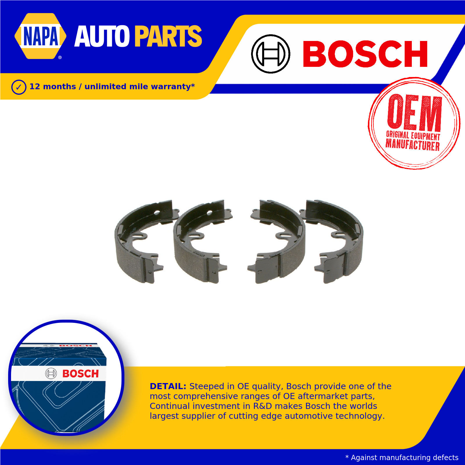 Brake Shoes Set fits TOYOTA COROLLA E11 1.4 97 to 01 Bosch 0449512110 0449512111