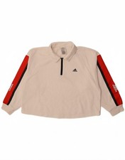 ADIDAS Womens Sweatshirt Jumper UK 12/14 Medium Off White Colourblock DY71
