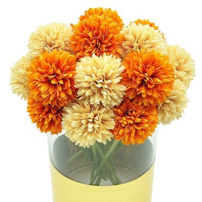 Blooming Paradise 20Pcs Artificial Fake Flower Plants Silk Beige&orange 