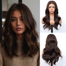 Dark Brown Wave 13x4 Lace Front Human Hair Wig for Women Daily