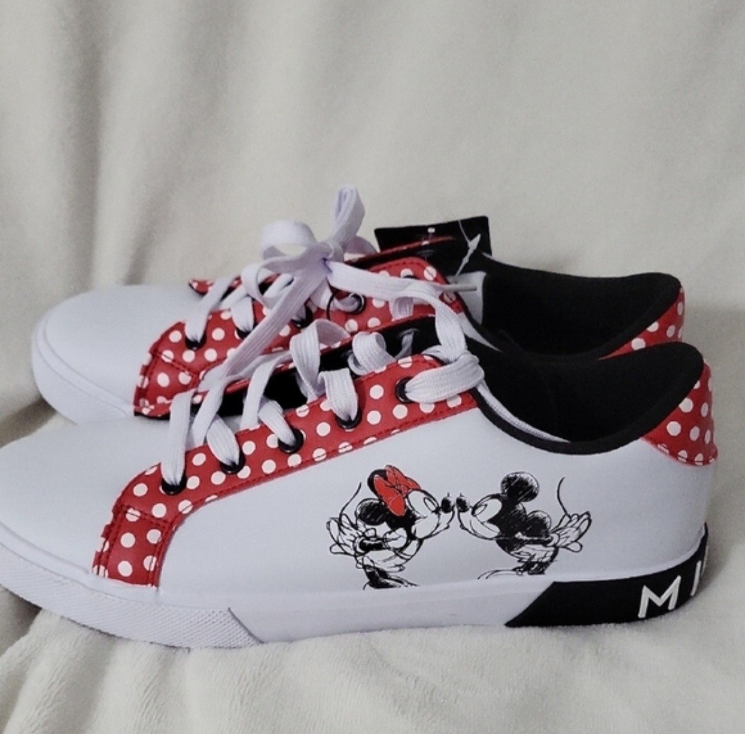 NWT Disney Minnie and Mickey Mouse Sneakers Red White Black Women Shoes