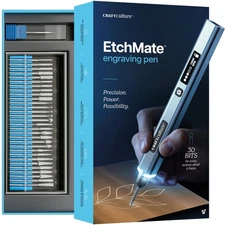 EtchMate Engraving Pen Tool for Metal, Wood, Glass, Plastic - 31 Bits, Cordless,