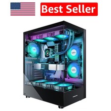 Mid Tower Gaming PC Case with 6 ARGB Fans Tempered Glass - ATX Compatible