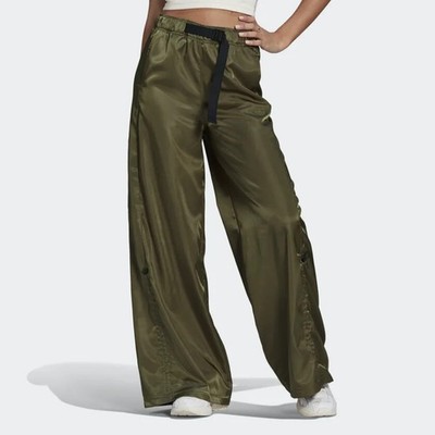adidas Wide Leg Satin Cargo Pants HF2099 Focus Olive New Women