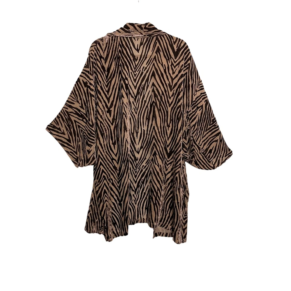 Cárdigan ligero Joan Rovers marrón chocolate estampado de cebra Burnout terciopelo XL Foto 2 de 4