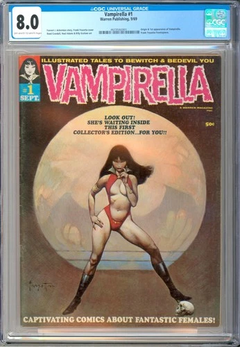 Vampirella #1 High Grade Origin & 1st App. Frazetta Art Warren Mag 1969 CGC 8.0