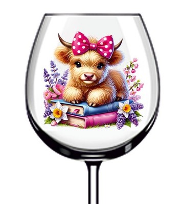 12x bunte Baby Blumen Hochland Kuh Vinyl Aufkleber Abziehbild Weinglas Flasche Van