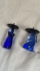 (2)  LOT Formia Vetri Di Cobalt Blue & Clear Murano Glass Asian Fiqurine — photo 3