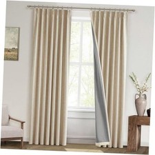 Linen Pinch Pleated 100 Blackout Curtains for 40"W x 84"L Pack of 2 Oatmeal