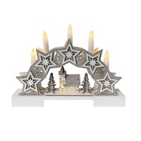 Schwibbogen Sterne Und Kirche Weiß Grau Lichterbogen Weihnachtsdeko