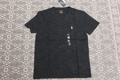 New Polo Ralph Lauren Men's V-Neck T-Shirt Tee - MEDIUM - Black Heather