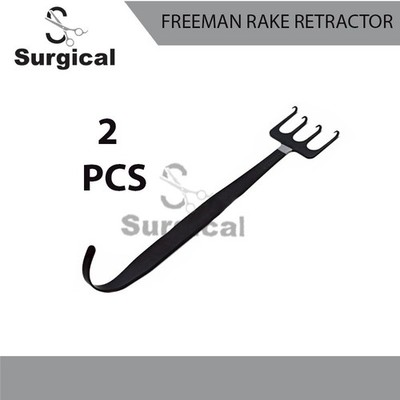 Freeman Rake Retractor | 4 Sharp Prong | 18cm x 38mm | Surgical | Set of 2