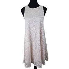 Ginger G Lace Overlay Dress Size Medium Floral Coquette Feminine Bohemian Pink